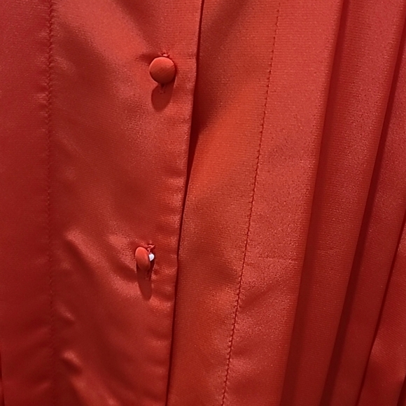 Pedder Street Vintage 80s Lace Collar Pleated Red Button Down Blouse - Picture 5 of 10